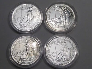 4 Silver 2015, 14 UK Great Britain 2 Pound BRITANNIA 1oz .999 Fine each in Caps - Picture 1 of 10
