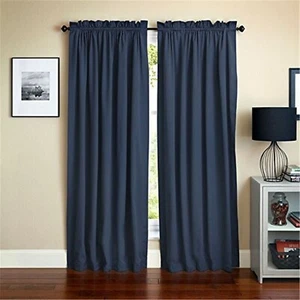 Blazing Needles Reversible Rod Pocket Room-Darkening Twill Curtain Panels, 10... - Picture 1 of 1