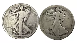 2 1918 Liberty Walking U.S. Half Dollars 90% Silver - Picture 1 of 2