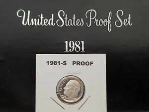 1981-S PROOF ROOSEVELT DIME 10c TYPE~1 DEEP CAMEO BU IN 2X2 PROTECTOR - Picture 1 of 3