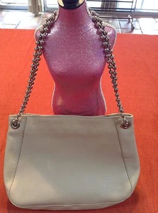 Furla Silber Kugelkettenhenkel hellbraun beige Leder Handtasche schöne Tasche! - Bild 1 von 10