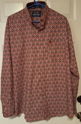 Camisa Colección Vaquera Wrangler George Strait Hombres Talla L Roja Azul Gris Geométrica Foto 1 de 4