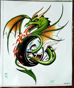 Tatuaggio temporaneo collo petto uomo donna impermeabile drago serpente unicorno - Foto 1 di 6