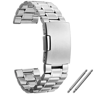 14. 16. 18. 20. 22. 24. 26mm Pasek do zegarka ze stali nierdzewnej Składane zapięcie Srebrne - Zdjęcie 1 z 9