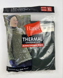 NEW Hanes Boys Thermal Long Underwear Bottoms Dark Green Long Johns XL - Picture 1 of 2