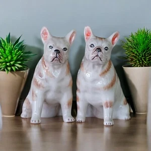 SET Salt&Pepper Shaker Ceramic French Bulldog Figurine Hand Painted Home Decor - Picture 1 of 7