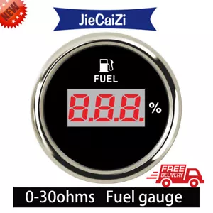 Black 52MM Digital Fuel Level Meter Gauge 0-30 ohms 9-32VDC For Car Truck Marine - Picture 1 of 7