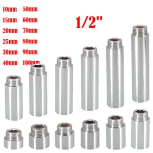 Radiator Valve Extension Round Chrome Plated Brass and Taps 1/2" BSP MalexFemale - Picture 1 of 16