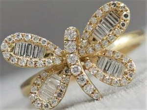 MODERN DESIGNER ILLUSION BUTTERFLY DIAMOND 14K GOLD COCKTAIL RING 11M R64827YP-1 - Picture 1 of 12