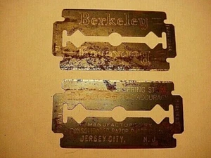 2 LAMETTE RASOIO UOMO BLU VINTAGE BERKELEY FINE SPRING STEEL N JERSEY USA COLLEZIONE - Foto 1 di 5