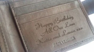 Brown Personalised Engraved Men's Leather Wallet Birthday Christmas Dad Grandad - Bild 1 von 12