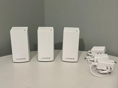 3 Linksys VLP01 AC1200 Velop Dual Band Mesh WiFRouter System W/Cords - TESTED - Image 1 of 4