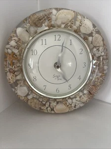 Seashell Wall Clock “Sands of Time” Lucite Battery Operated Quartz Vintage 8” - Picture 1 of 9