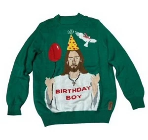 Tipsy Elves Men’s Christmas Sweater Jesus Birthday Boy Size Medium - Picture 1 of 2