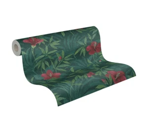 Vliestapete Floral Blumen Blätter grün rot AS Creation Cuba 38028-1 (4,25€/1qm) - Bild 1 von 5