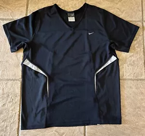 BNWOT WOMENS DRY-FIT SHORT SLEEVE BLACK SPORTS TOP L GREY STRETCH INSERTS 41” W - Picture 1 of 9