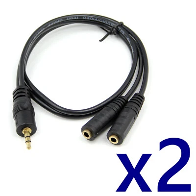 ( Pack of 2 ) 3.5mm 3.5 Stereo Jack Male Splitter Audio Y Cable Lead for Speaker - Image 1 of 4