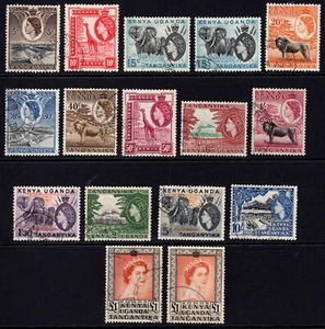 K.U.T. 1954-59 SET TO BOTH 15c & £1, SG 167/180a, FINE USED, CAT. £73.50 - Picture 1 of 2
