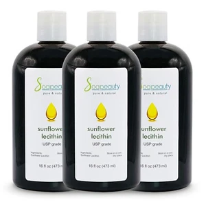SUNFLOWER LECITHIN USP Grade Unbleached Fluid 100% Pure Natural 48 OZ(3 X 16 OZ) - Picture 1 of 1