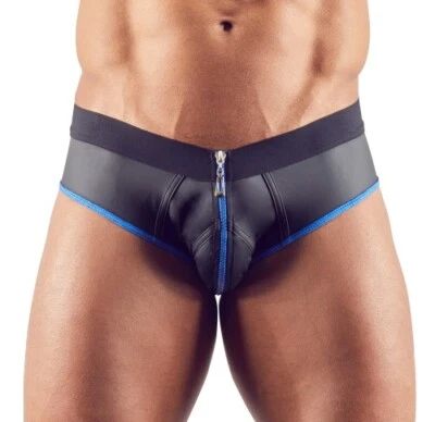 Sexy Jock-Slip m. Front-Zip pofreier Erotik String f. Männer Tanga Dessous Blau - Bild 1 von 4
