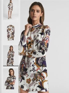 REISS Dress ABBIE - RETRO print dress UK 4 US 0 PRP £188 - Picture 1 of 16