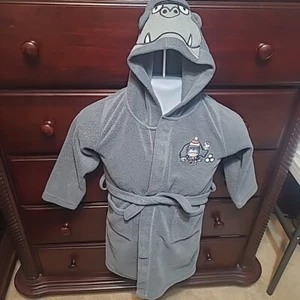 Children's Place Boys Grey Christmas Monkey Hooded Fleece Robe Size S, 5-6 - Picture 1 of 6