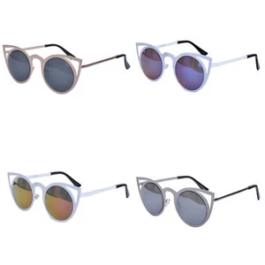 METALL CAT EYE Sonnenbrille getönte verspiegelte Gläser UV400 90er Retro Style rosa blau Si - Bild 1 von 9