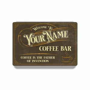 Il caffè è il padre dell'invenzione personalizzato caffè marrone INSEGNA METALLO o DECAL - Foto 1 di 18