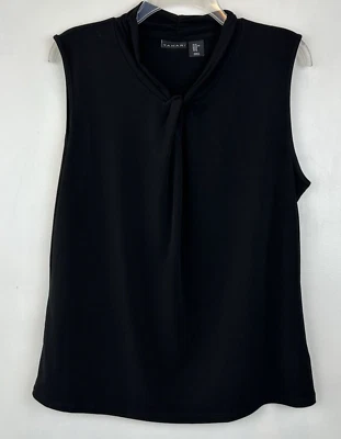 Blusa Tahari Mujer XL Negra Sólida Sin Mangas Poliéster Pullover Cápsula Leer Foto 1 de 4