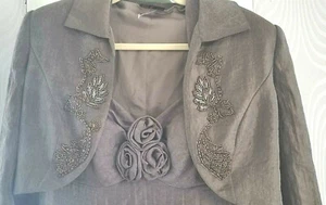 8-10 Dress & Bolero Jacket Bronze Mink Brown Silver Frost - FRANK USHER NWOT - Picture 1 of 12