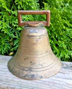 Antique Conestoga Wagon Carriage Bell w/Ringer - Bronze Pewter Brass? - Picture 1 of 5