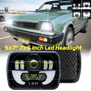 For Honda 1982-1985 Civic 86-1989 Accord Pair 7X6" 5X7 LED Headlights Chrome - Picture 1 of 12