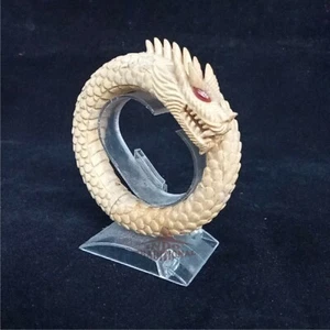 Black Coral/ Akar Bahar Genuine Carved Dragon Handmade Bangle Bracelet - White - Picture 1 of 4