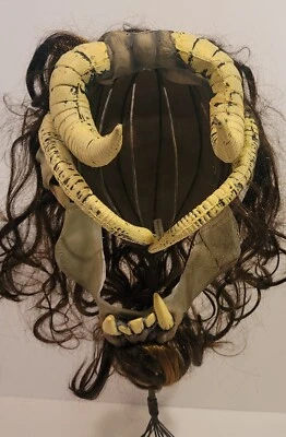 Scary Halloween Mask With Horns Teeth Hair Medusa - Image 1 of 4