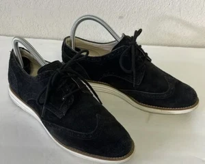 womens Cole Haan black suede lace up flats sz 7C - Picture 1 of 8