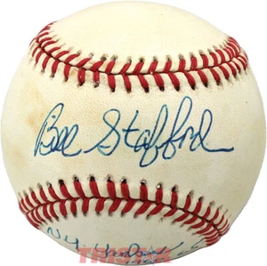 Bill Stafford Firmado AL Béisbol Yankees de Nueva York 1960-65 Campeones Mundiales 1961-62 PSA - Imagen 1 de 3
