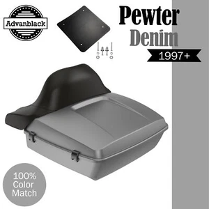 PEWTER DENIM Rushmore Chopped Tour Pack Wrap Around For Harley/Softail 97+ - Picture 1 of 12