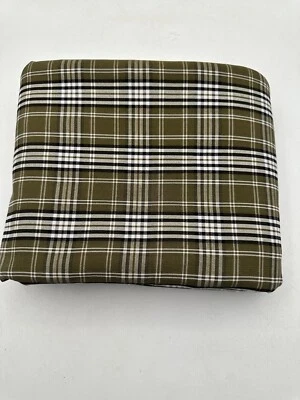 Bulk Fabric Cut Piece Of Stretch Olive And Black White Plaid 58” X 132” - Image 1 of 4