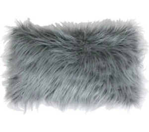 Thro Keller 14”x22” Marlo Lorenz Mongolian Micromink Pillow Silver *NEU* - Bild 1 von 5