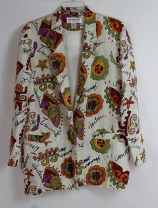 CAROL HORN WORKSHOP LANGER BEDRUCKTER SEIDENBLAZER JACKE WESTERN GR. M EUC SF72 - Bild 1 von 4