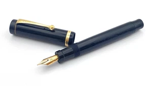 VINTAGE PARKER JUNIOR DUOFOLD FOUNTAIN PEN BLACK FIRM 14K FINE NIB MADE IN USA - Foto 1 di 13