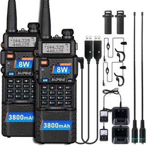 Long Range Walkie Talkie 100 Mile Two Way Radio Charge Headset Waterproof 2 PACK - Picture 1 of 6