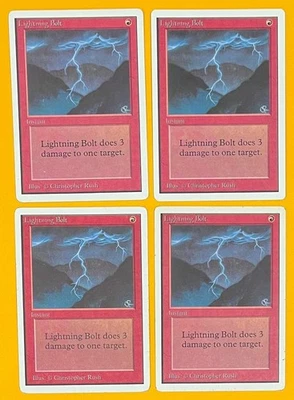 MTG LIGHTNING BOLT (x4) Unlimited (OldManMTG 012-186) - Image 1 of 3