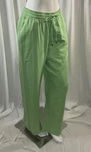 Zara Hose weites Bein Kordelzug Taille 100% Leinen limettengrün, Gr: L, 81-40 - Bild 1 von 12