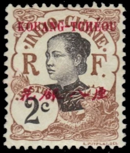 FRENCH OFFICES in KWANGCHOWAN 19 - Annamite Woamn "1908 Provisional" (pc35749) - Picture 1 of 1
