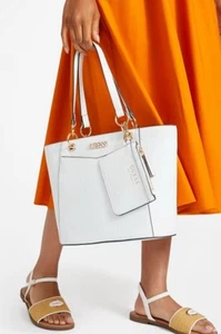 Guess Zakaria Embossed Logo Carryall White - Picture 1 of 9