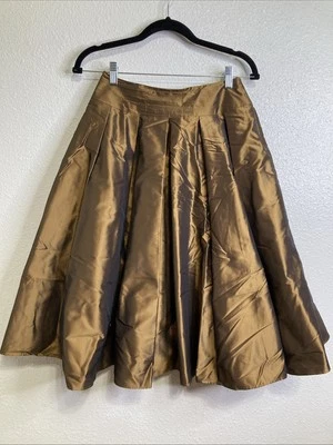 Falda midi vintage Talbots 2P iridiscente 100 % seda pura línea A acampanada Goblincore Foto 1 de 4