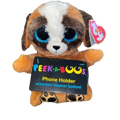 Ty Beanie Babies Peek-A-Boo's 4 inch PUPS the Dog Cell Phone Holder NEW with Tag - Image 1 of 4