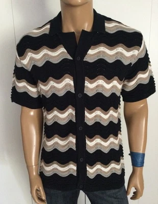 Camisa tejida en zigzag multicolor Reiss talla L Foto 1 de 4