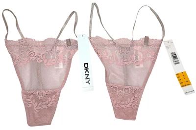 DKNY Mujer PEQUEÑAS Tanga/Tanga Bragas Rosa Encaje (2) Paquete Estilo #576111 Foto 1 de 4